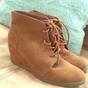 Madden Girl tan wedges size 8.